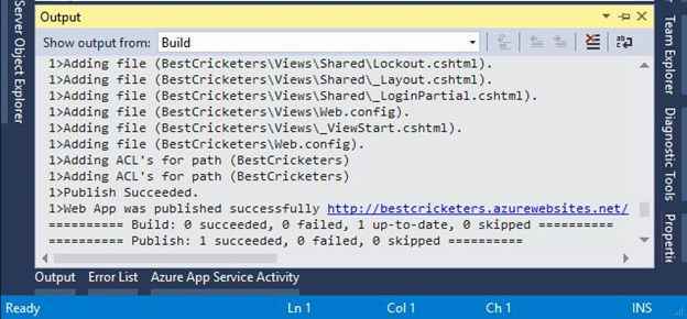 Web App Publish Successful